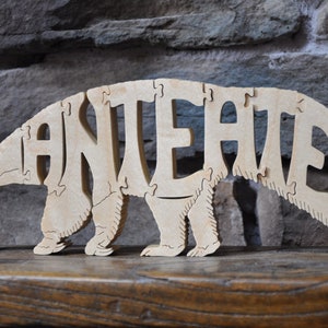 Ameisenbär Tierpuzzle Holzspielchen Hand geschnitten Figur Kunst