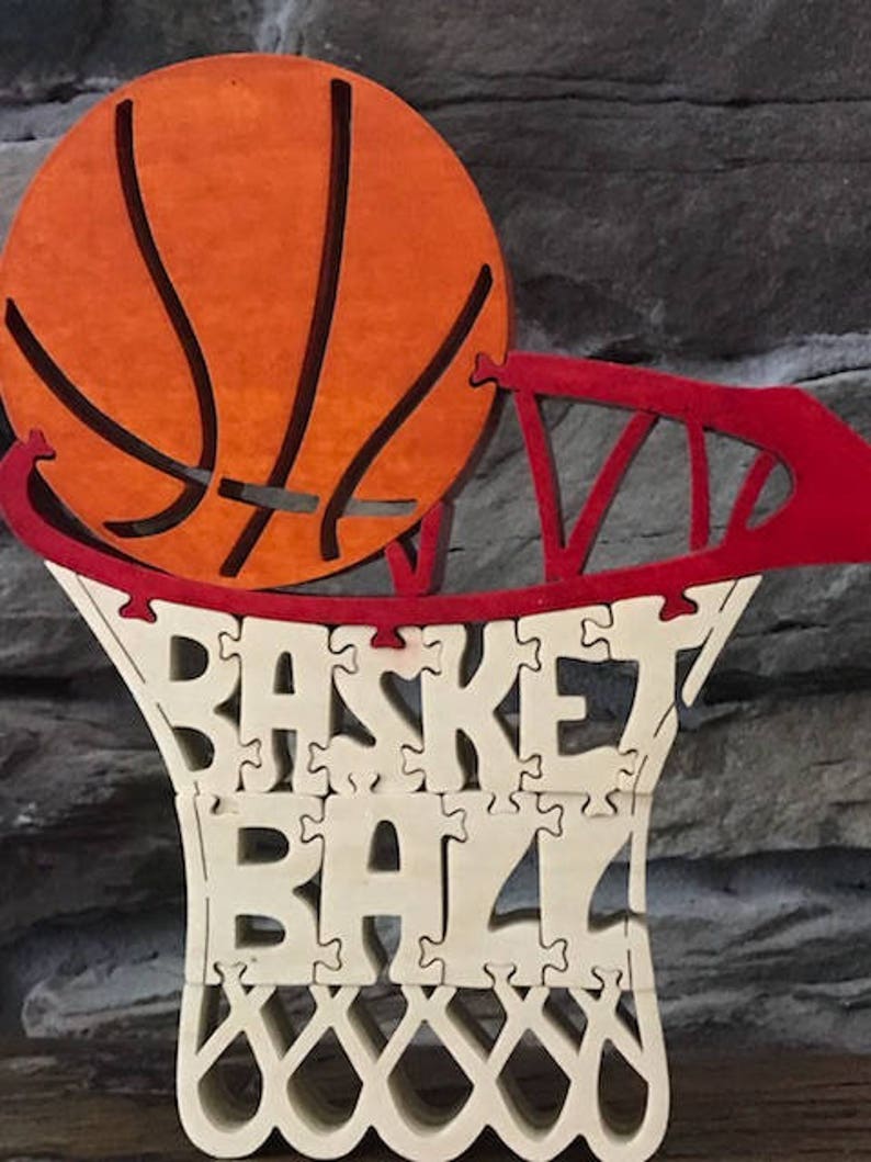 Colorful Basketball Sport Wooden Puzzle Award Toy Hand Cut Art Etsy