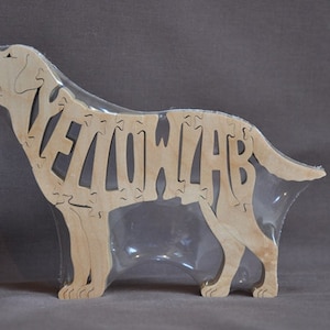 Yellow Lab Labrador  Dog Puzzle Wooden Toy Hand Cut Figurine Art