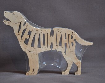 Yellow Lab Labrador Dog Puzzle Wooden Toy Hand Cut Figurine Art