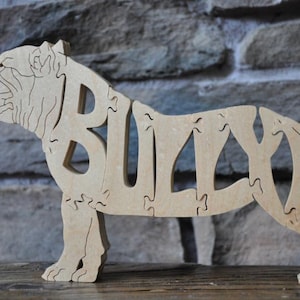 Bully Breed  Dog Puzzle Wooden Toy Hand Cut with Scroll Saw Pitbull