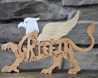 Griffin Wooden Fantasy Mythical Puzzle Toy  Hand Cut  Figurine Wood Art