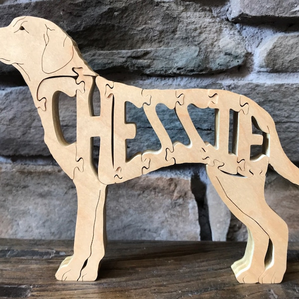 Chesapeake Bay Retriever Chessie Dog Puzzle Wooden Toy Hand Cut with Scroll Saw