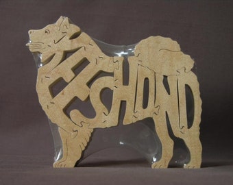 Keeshond Dog Puzzle Wooden Toy Figurine Art