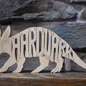 Aardvark Wooden Animal Puzzle Toy  Hand Cut Figurine Art