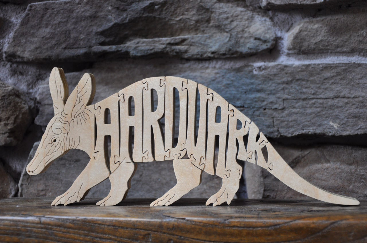 Aardvark Wooden Animal Puzzle Toy Hand Cut Figurine Art | Etsy