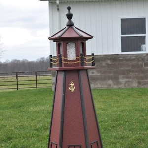 Large 39&quot; Cherrywood color Light Lighthouse Poly Vinyl Yard Garden Decoration Outdoor Landscape