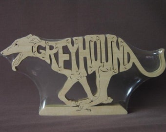 Greyhound Running Wooden Dog Puzzle Made Scroll Saw Toy Figurine Art