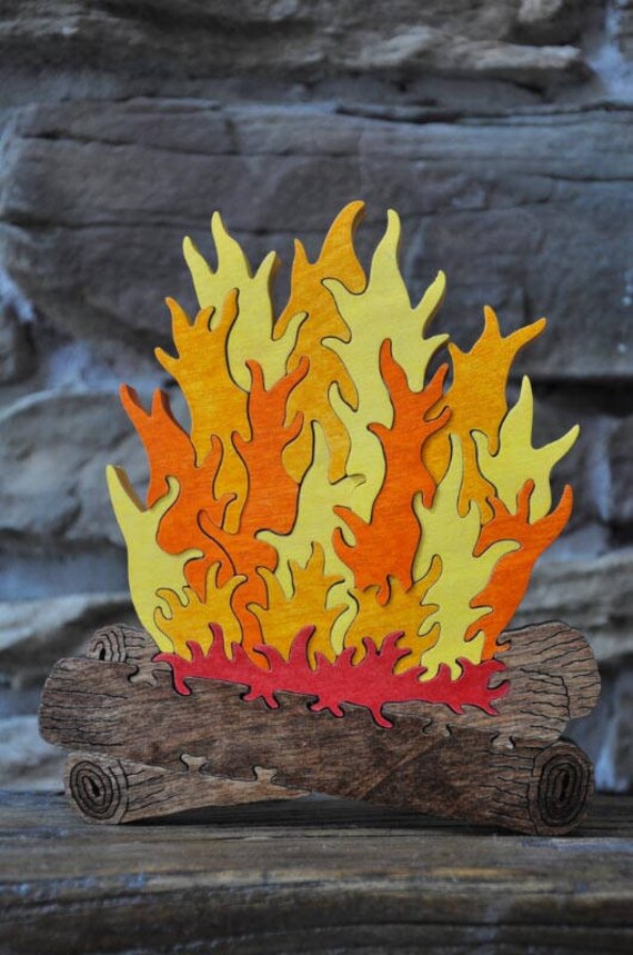 Campfire Fun Hand Cut Wooden Camping Fire Puzzle Toy Made In Etsy