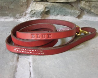 Custom Made 5 by 1/2  Leather Dog Lead FREE Name Personalized Leash