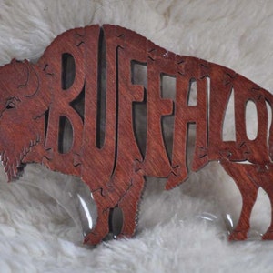 Buffalo Bison  Puzzle Wooden Animal Toy Cut with Scroll Saw Figurine Old West