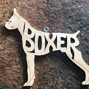 Boxer NEW  Dog  Ornament Wooden Hand Cut Christmas Tree Decoration