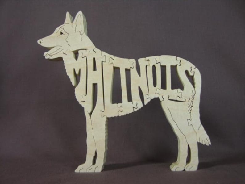 Belgian Malinois Dog Puzzle Wooden Toy Hand Made Figurine Art image 1