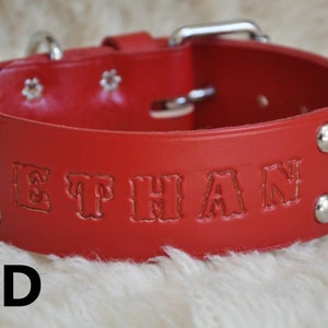 Extra Large Custom Made Leather Dog Collar with Group Spots 2 inches Wide with Free Personalization Made to fit YOUR Dog image 10