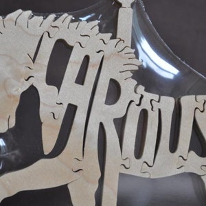 SALE Carousel Horse Animal Wood Puzzle Hand Cut Figurine Art image 2