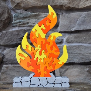 Campfire Fun  Hand Cut Wooden Camping Fire Flame Challenge  Puzzle Toy