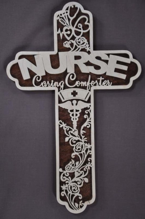 Nurse Nursing Cross Scrolled Wooden Cross Wall Hanging Gift