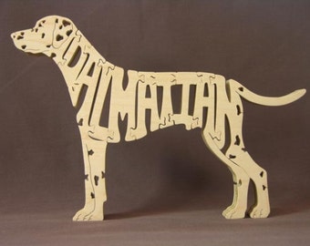 Dalmatian Dog Puzzle Wooden Toy Hand Cut Figurine Art