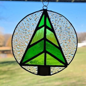 Stained Glass Christmas Tree Suncatcher