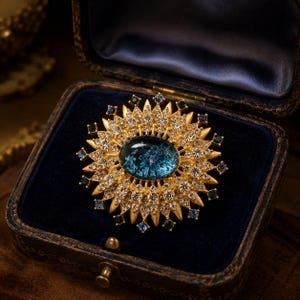 Sunburst Brooch, Statement Brooch for Women, Elegant Fashion Jewelry, Vintage Style Pin Gift for Her