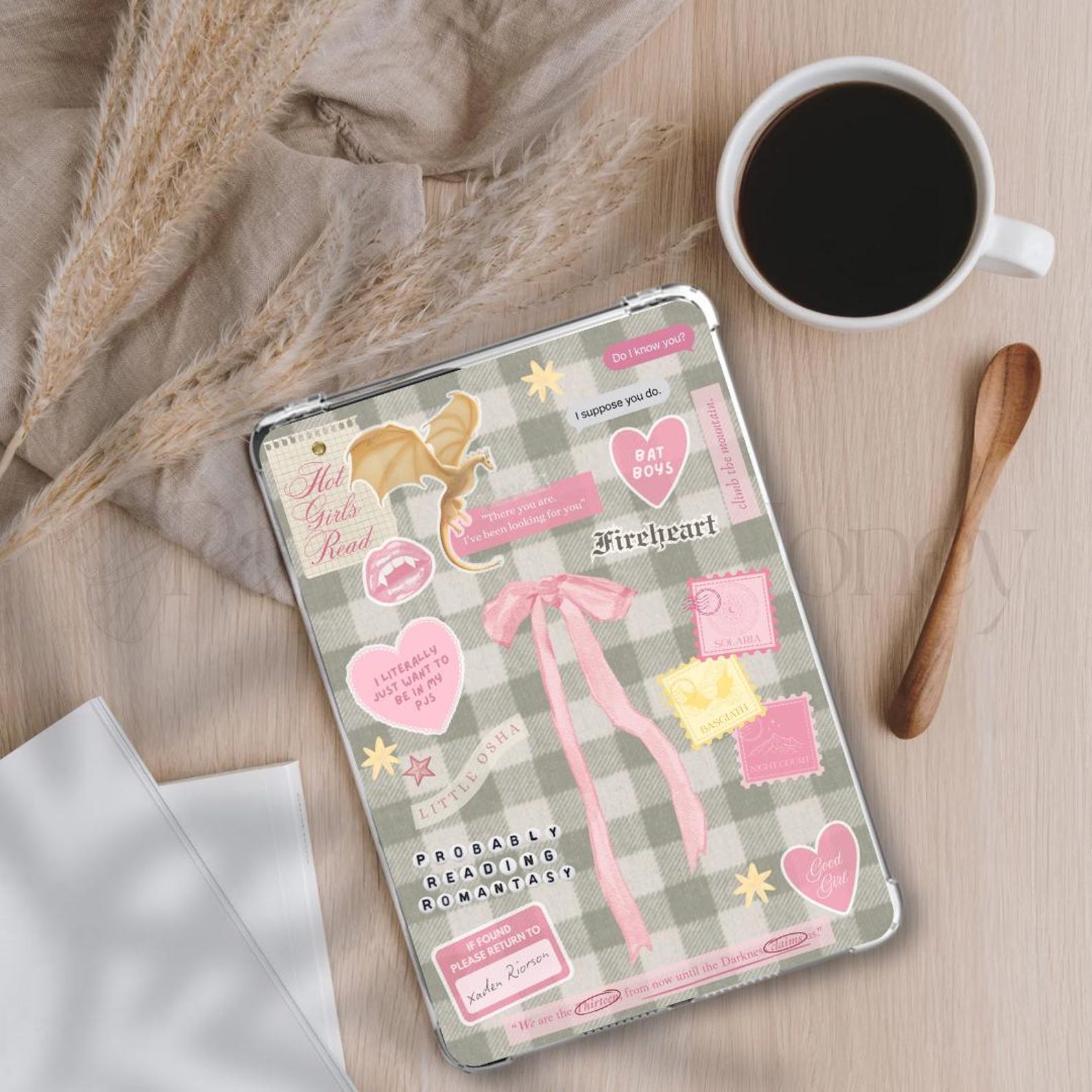 Pink & Green Gingham ~ Kindle Printable | Clear Case Insert | Kindle ...