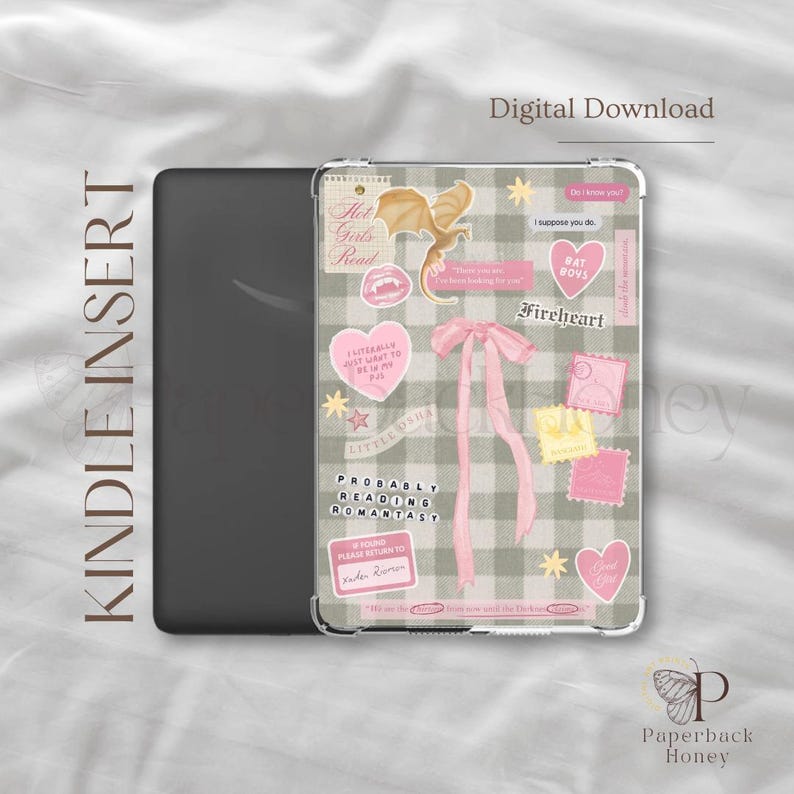 Pink & Green Gingham ~ Kindle Printable | Clear Case Insert | Kindle ...