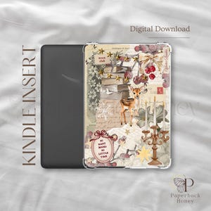 May include: A clear Kindle case with a winter-themed design. The design includes a fawn, books, candles, and the text "So Many Books So Little Time." The words "Kindle Insert" and "Digital Download" are also visible.