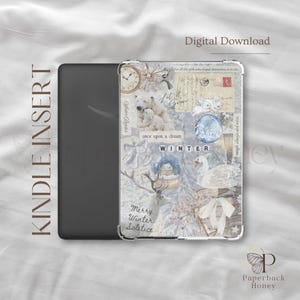 May include: Kindle Insert with a winter-themed design. The design includes polar bears, swans, and the text "Winter." The insert is a digital download. The words "Merry Winter Solstice" are also visible.