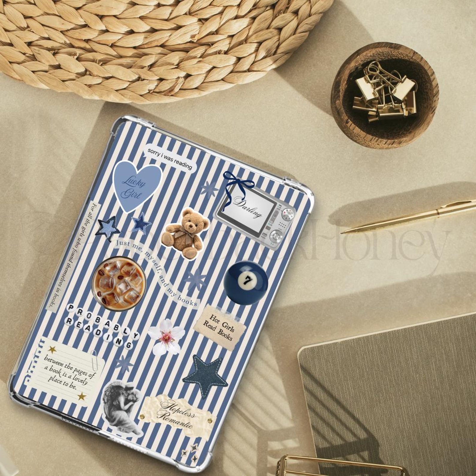 Blue Stripe ~ Kindle Printable | Clear Case Insert | Kindle Aesthetic ...
