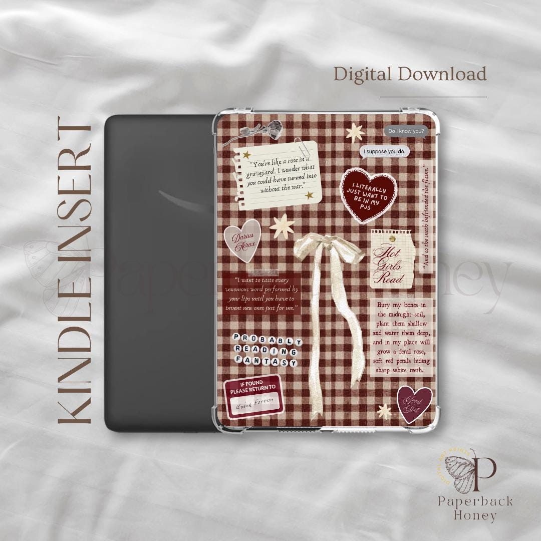 Gothic / Romantasy Gingham ~ Kindle Printable | Clear Case Insert ...