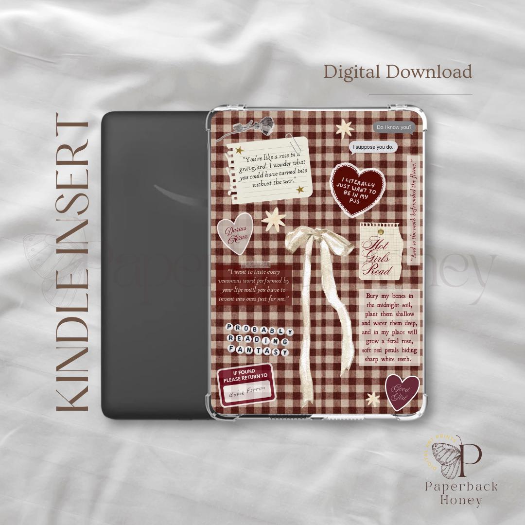 Gothic / Romantasy Gingham ~ Kindle Printable | Clear Case Insert ...