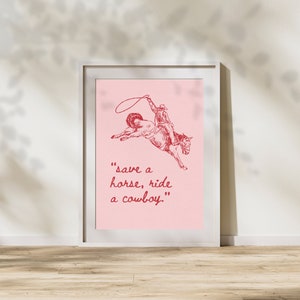 guardar un paseo a caballo un vaquero rosa / impresiones de arte caseras / DESCARGA DIGITAL