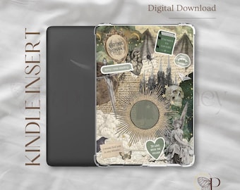 green gothic celestial vibes ~ | Kindle Printable | Clear Case Insert | Kindle Aesthetic | Kindle Stickers | Digital Download