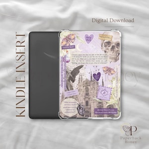May include: Kindle Insert featuring a collage design with a skull, butterflies, and architectural elements. The design includes text fragments and a purple and white color scheme. The words "Digital Download" are at the top.