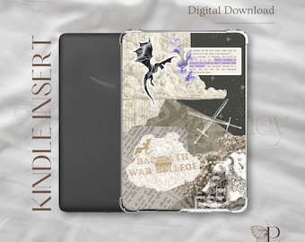 Kindle-inzetstuk geïnspireerd op de vierde vleugel ~ | Afdrukbare Kindle | Doorzichtige doosinzet | Kindle-esthetiek | Kindle-stickers | Digitale download
