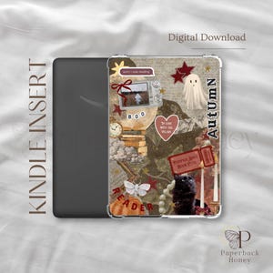 May include: Kindle Insert with a collage design featuring a black cat, a ghost, a pumpkin, and the text "Autumn". Other elements include a camera, a heart, and the words "Reader" and "Pumpkin Spice Book Club".