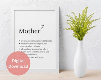 Mother definition, Mothers Day gift, Mothers Day printable wall art, Mothers Day quote, Printable wall art, Birthday Gifts for Mom, Digital