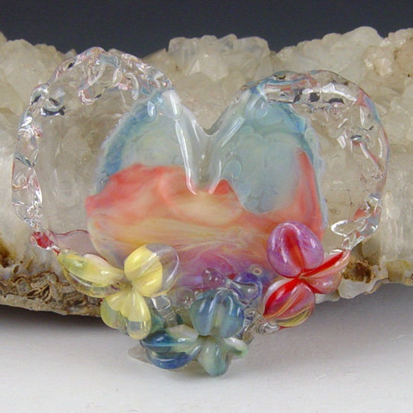Sunrise Love,1 boro/borosilicate handmade artisan lampwork glass beads, Redside Designs, SRA