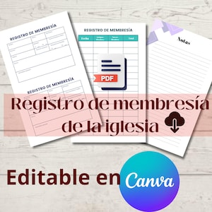 Registro de membresía de la Iglesia. Tarjetas de membresía. Descarga Digital