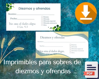 Imprimibles de sobres de diezmos y ofrendas para la Iglesia