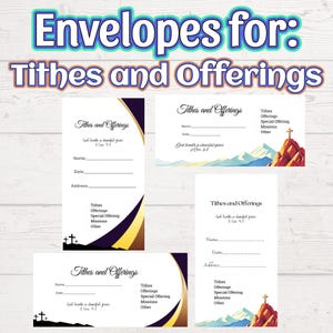Printable Church Envelopes for Tithes and Offerings | 10 Designs in 2 Sizes | Digital PDFs for Service, Donations, and Record-Keeping.