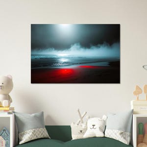 Fascinazione del mare-01-23, poster premium con una tranquilla scena di spiaggia al chiaro di luna