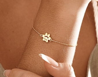 Armband huisdiernaam • Honden-/katarmband • Gepersonaliseerde huisdierarmband • Hondenpoot • Diervriendelijke sieraden • cadeau huisdierliefhebber • huisdierarmband cadeau voor moeder