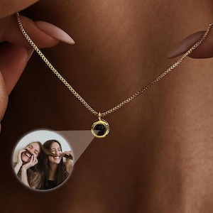 Colares minimalistas com projeção, colar personalizado com foto, colar memorial com corrente veneziana, colar com foto de animal de estimação, Dia das Mães