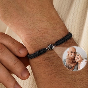 Pulsera personalizada con proyección de fotos, pulsera de cuerda trenzada para ella, pulsera con foto, foto en el interior, regalo conmemorativo, regalo para novio