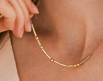 Personalized Morse Code Name Necklace, Secret Message Necklace, Custom Name Necklace for Mom, Gold Necklace for Women, Birthday Gift for Her