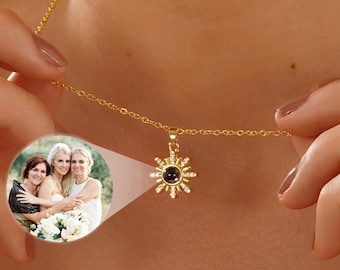 Personalized Picture Necklace • Sun Flower Photo Inside Picture Necklace •Pet Memorial Jewelry • Gift for Mom•Memorial Gift•Anniversary gift