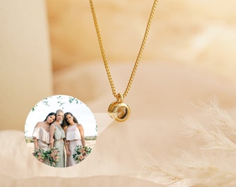 Photo Projection Necklace, Personalized Necklace With Picture, Minimalist Memorial Necklace with Box Chain, Wedding Gifts, Bridesmaid Gifts