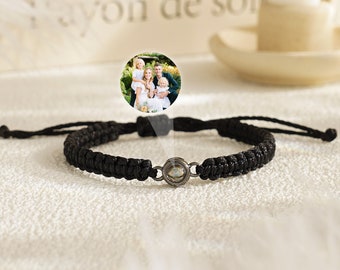 Customized Photo Projection Bracelet, Braided Rope Bracelet for Her, Picture Bracelet, Photo Picture Inside,Memorial Gift,Gift for Boyfriend