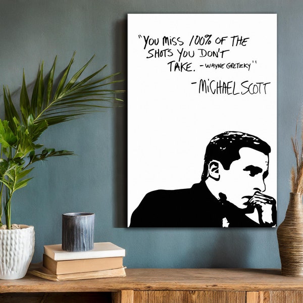 Michael Scott Wayne Gretzky Canvas Art Print, The Office TV Show Wall Art, Funny Decor, Motivational Art Print, Michael Scott Quote Art